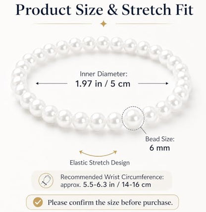 30 PCS Pearl Bracelets for Women, Stretch Bridesmaid Faux Pearl Beaded Bracelets Set, Bulk Wedding Bridal Party Favor Jewelry Gifts(White) - color: 50 White