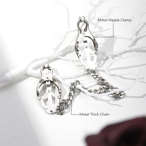 Body Chain Body Clamps with Chain Body Ring Body Clamps Stainless Steel Body Clip Body Clip Non-Piercing Chain Non Piercing Body Jewelry for Women Men (Silver) - color: Silver