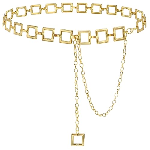 Women's Chain Belt Metal Waist Belt Chunky Belly Link Belt - color: 23025 Gold, size: S: 41.3 in