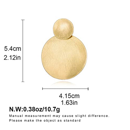 Matte Gold Silver Geometry Clip On Earrings for Women Retro Drop Clip Earrings for Women - style: 2 gold discs