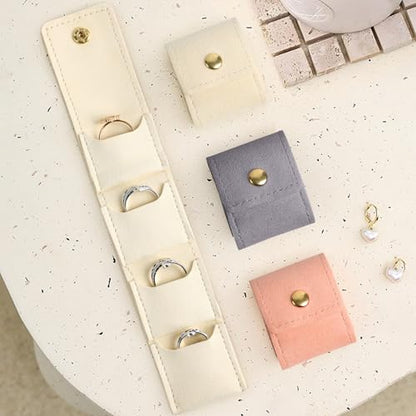 3PCS Mini Travel Jewelry Bag, Mini Travel Jewelry Roll Bag with Buckle, Small Jewelry Travel Case, Portable Foldable Travel Jewelry Organizer Case, Small Jewelry Box for Earrings, Rings, Necklaces