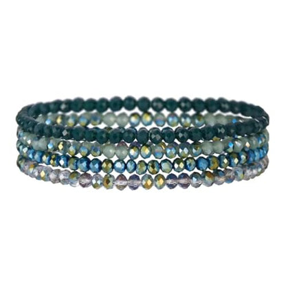 Boho Colorful Stackable Crystal Glass Beads Stretch Bracelets Multilayered Bracelets for Women Bohemian Jewelry - color: Green 4pcs