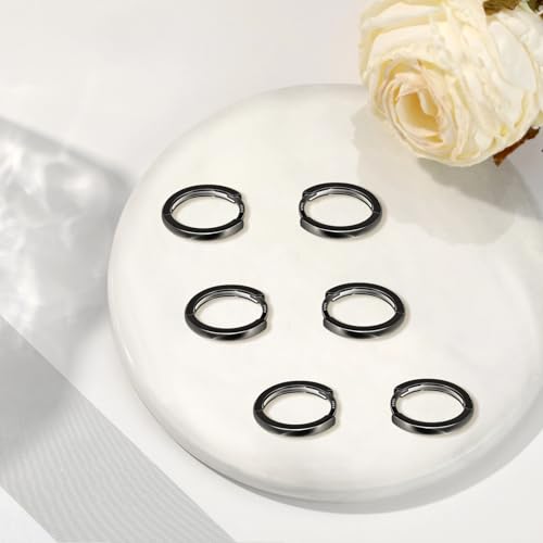 3 Pairs 925 Sterling Silver Small Huggie Hoop Earrings for Women Men | 14K White Gold Plated, Hypoallergenic, Small Silver Hoops - color: I-Black 3Pairs 8mm