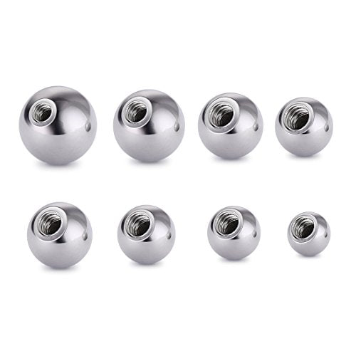Threaded 316L Steel Replacement Balls Piercing Parts for Body Jewelry 14G 16G Barbell - style: 8pcs Mix per size