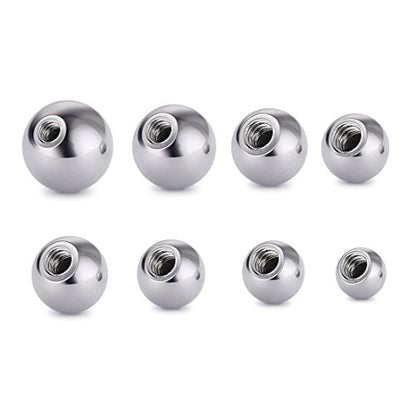 Threaded 316L Steel Replacement Balls Piercing Parts for Body Jewelry 14G 16G Barbell - style: 8pcs Mix per size