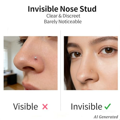 davka 20G L Shape Nose Studs 6PCS, 7mm Bar 3mm CZ Stainless Steel Nose Rings for Nostril Piercing, Small Snug Fit Nose Stud Jewelry for Daily Wear Work Sleep Women Men - color: 10PCS/L-shape/20G/2.0mm Clear Nose Stud