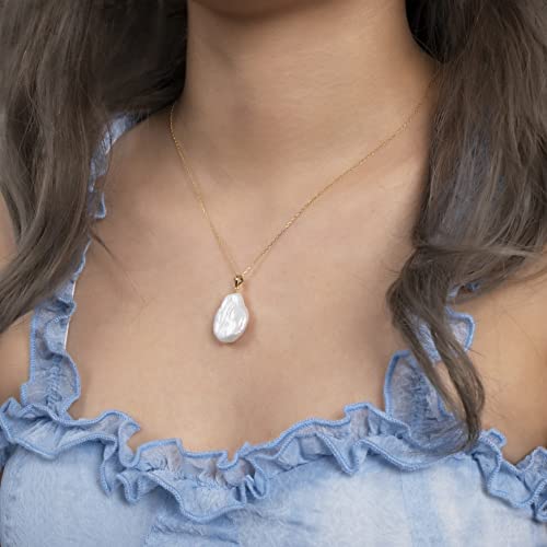 925 Sterling Silver Dainty Freshwater Cultured Pearl Choker Necklace White Genuine Real Pearl Charm Necklaces Jewelry Gifts for Her - color: Baroque-Gold