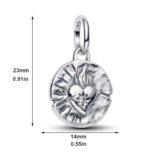 925 Sterling Silver Dangle Charm Fit Women Bracelet And Necklaces Jewelry | Medallion Pendants Beads Jewelry Charms for Women Fashion Gift Family Friends Mother's Day - color: Heart Medallion Charm M1788