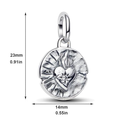 925 Sterling Silver Dangle Charm Fit Women Bracelet And Necklaces Jewelry | Medallion Pendants Beads Jewelry Charms for Women Fashion Gift Family Friends Mother's Day - color: Heart Medallion Charm M1788