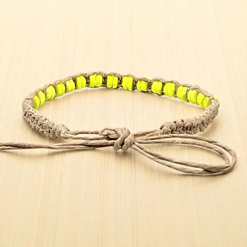 BlueRica Hemp Anklet with Puka Shell Beads - style: Neon Yellow