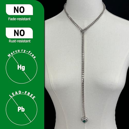 Heart Layer Pendant Necklace for Women, Adjustable Slip Chain with Colorful Gemstone & Heart Clasp - color: Green