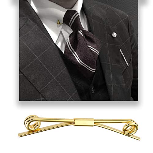Tight Necktie Tie Clips Collar Bar Shirt Collar Stay Tie Pins Cravat Clips Silver Gold Black Tone Metal Collar Pin Jewelry Accessories for Men - color: Gold
