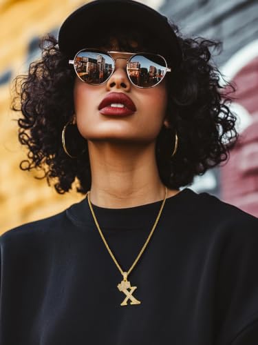 U7 Crown Initial Necklace Men Women, Bling Diamond A-Z 0-9 Letter Pendant with Wheat Chain, Silver/Black/Gold Plated CZ Alphabet Number Hip Hop Jersery for Father Husband - color: a. Gold, size: 24. X