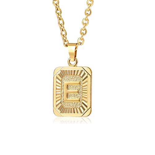 Glimmerst Initial Pendant Necklace 18K Gold Plated Stainless Steel Letter Necklace Personalizd Name Necklace for Women - style: Gold E
