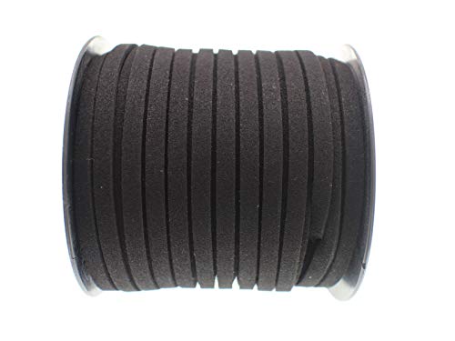 Faux Suede Leather Cord String for Jewerly Making 5mm 40 Yards Black Bracelet Cord Flat Thin Leather Lace Thread for Necklace-Chocker & DIY Projects - size: 40 Yards Black