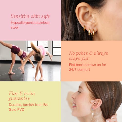 Pip Pop Gold Endless Hoops - Hypoallergenic, Waterproof, 18K Gold PVD - color: Endless Hoop Earrings + Enamel Charms Set