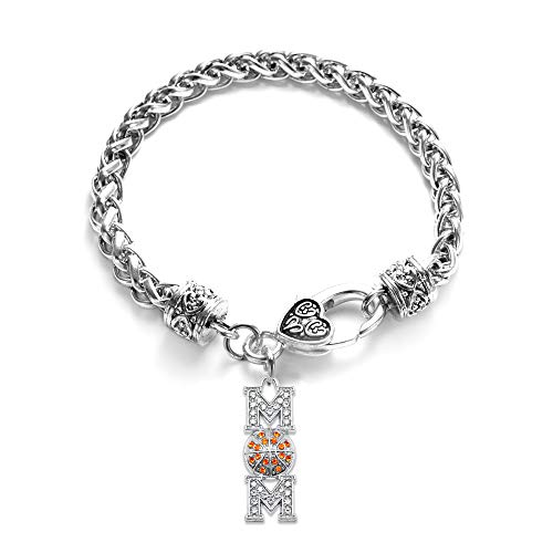 Silver Customized Charm Bracelet with Cubic Zirconia Jewelry - style: Basketball Mom