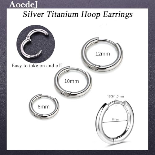AOEDEJ G23 Titanium Black/Steel Gray/Gold Hoop Earrings 18G Small Huggie Hoop Earrings 8mm/10mm/12mm Cartilage for Sensitive Ears for Multiple Piercing Cartilage Hoop Earring Stack Jewelry - style: Circle-10mm