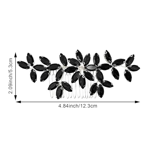 Black Wedding Crystal Hair Comb Elegant Bridal Wedding Hair Piece Teardrop Crystal Rhinestone Hair Accessories for Women Prom Party Photography - color: Black