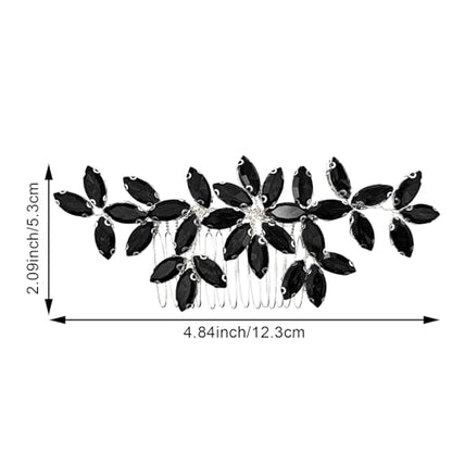 Black Wedding Crystal Hair Comb Elegant Bridal Wedding Hair Piece Teardrop Crystal Rhinestone Hair Accessories for Women Prom Party Photography - color: Black