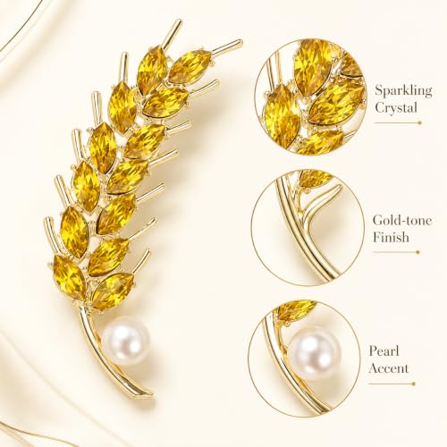 Brooch Pin for Women Rhinestone Peacock Crystal Delicate Animal Brooch Lapel Pins Girls Fashion Jewelry Gift for Christmas Brooch Birthday Jewelry Gift - style: Yellow wheat