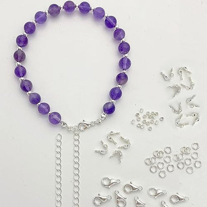 1200 Pcs Jewelry Making Accessories Set with 100 Pieces Lobster Claw Clasp 300 Pieces Bead Tips Knot Covers 400 Pieces Crimp Tube Beads and 400 Pcs Open Jump Ring Connectors for DIY Jewelry (Silver)