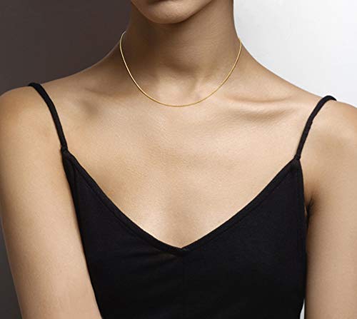 Miabella 925 Sterling Silver or 18K Gold Plated Italian 1mm Adjustable Solid Thin Bolo Box Chain Necklace for Women / 14-24 Inch Slider/Made in Italy - style: yellow-gold-plated-silver