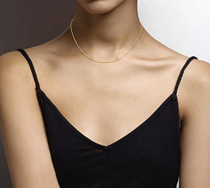 Miabella 925 Sterling Silver or 18K Gold Plated Italian 1mm Adjustable Solid Thin Bolo Box Chain Necklace for Women / 14-24 Inch Slider/Made in Italy - style: yellow-gold-plated-silver