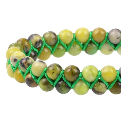 MASSIVE BEADS Double Layer Natural Chakra Healing Power Crystals Macrame Bracelet Yoga Stone Beads Gemstone Meditation Relax Anxiety Bangle for Unisex Women Men - color: Lemon Jade, size: 6mm