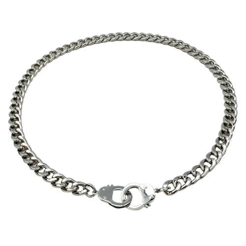 Succuba Stainless Steel Handcuff Choker Necklace Chain Pendant Choker Collar Necklace for Women and Men from 16 to 24 Inches with Box - color: G, size: 24 Inches