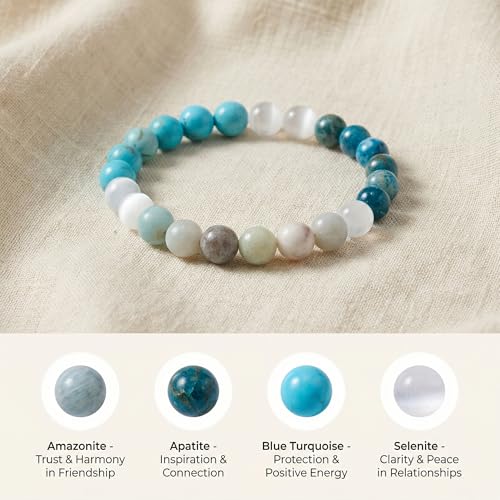 Bivei Protection Crystal Healing Bracelet | 8MM Strength Bracelet Spiritual Stretch Beaded Jewelry for Women Men Gift - color: Best Friend, size: Medium 6.8-7.3 inch