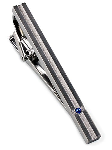 [TAVARAT] Tie Clip Tie Clips for Men Black Silver Tie Bar Tie Pin Tps-032 - style: silver blue