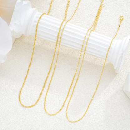 Gold Layered Necklaces for Women, 14K Gold Plated Dainty Gold Chain Choker Necklace Stack, Herringbone Gold Necklaces Set - color: gold-3-Satellite