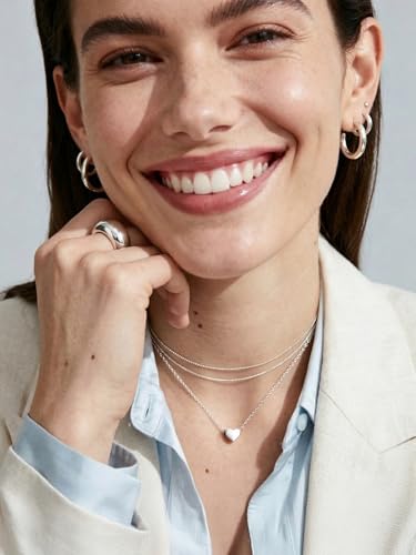 ChicSilver 925 Sterling Silver Cross/Heart/Butterfly/Star/Moon Necklace for Women, Hypoallergenic Dainty Small Silver Pendant Necklaces (with Gift Box) - style: 02.Heart