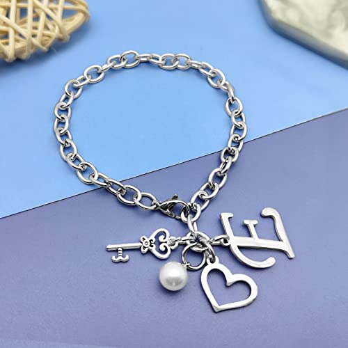 Initial A-Z Bracelets Gift for Women Girls Stainless Steel Chain Bracelet 26 Alphabet Jewelry Gifts for Birthday Anniversary Letter Bracelet Monogram Gifts for Sister Friend Girlfriends Mom 8.26 Inch - color: E