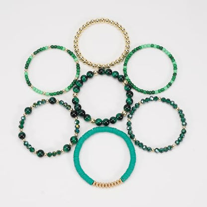 Boho Wooden Beads Bracelets Bohemian Bracelet Stack for Men Women Wood Beaded Bracelet Set - color: G