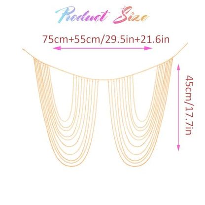 Brishow Rhinestone Body Chains Layered Crystal Waist Chain Beach Bikini Fashion Body Jewelry Accessories for Women and Girls - color: Gold