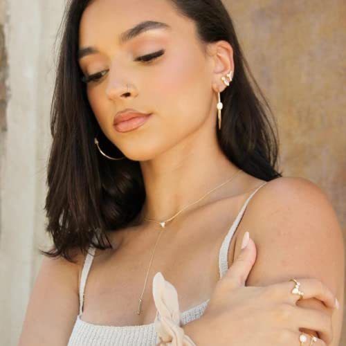 Ettika Lariat Necklace for Women. Gold Drop Necklace, Necklaces for Women. 18K Gold or Rhodium Plated Chain. Trendy Jewelry - color: N1949 Gold