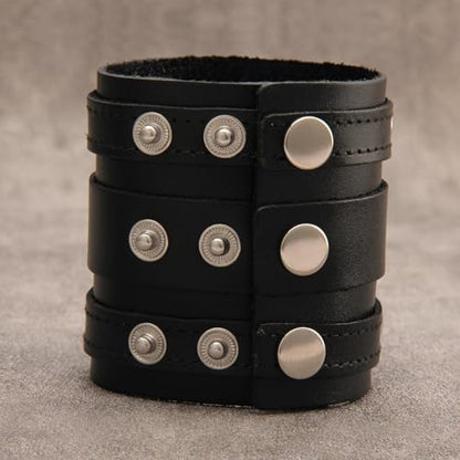 GelConnie Leather Cuff Bracelet for Men Women Wide Leather Wristband Thick Viking Mens Leather Bracelets Gothic Wrist Band Vintage Rock Wristband - style: Wide Leather Cuff