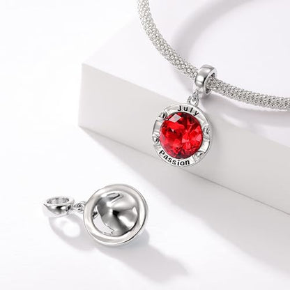 Birthstone Charms for Women Bracelets Birthday Bead Charms fit Pandora Bracelets Mothers Day Gifts for Women - color: 07-July(Ruby)