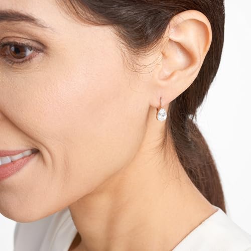 Amazon Essentials Sterling Silver or Gold Plated Sterling Silver Pear Cut Cubic Zirconia Leverback Earrings - color: Rose Gold