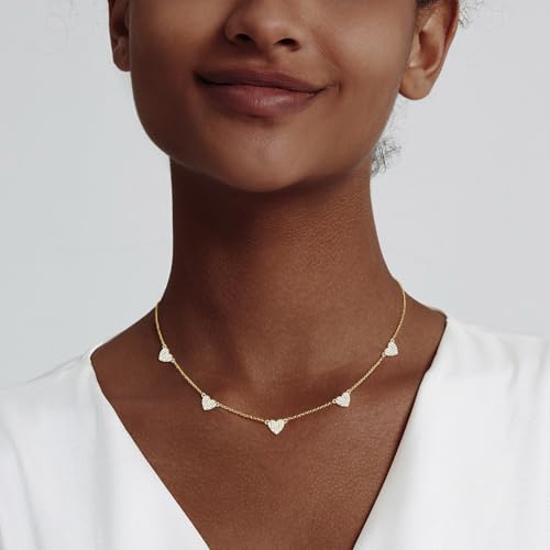 HERIER Cute Heart Necklace Dainty 18k Gold Plated Tiny Heart Pendant Choker Necklaces Small Gold Love Open Heart Chain Necklace for Women Simple Gold Necklace for Women Trendy Jewelry - color: Heart Charm Necklace-Gold