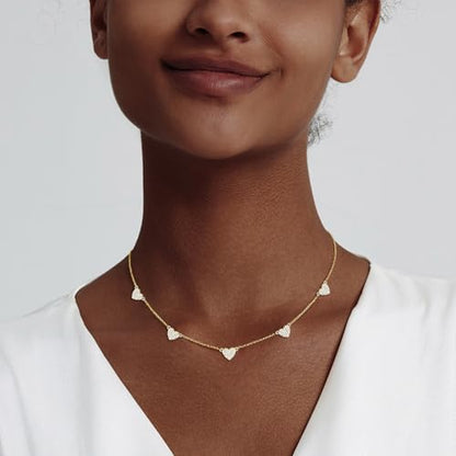 HERIER Cute Heart Necklace Dainty 18k Gold Plated Tiny Heart Pendant Choker Necklaces Small Gold Love Open Heart Chain Necklace for Women Simple Gold Necklace for Women Trendy Jewelry - color: Heart Charm Necklace-Gold