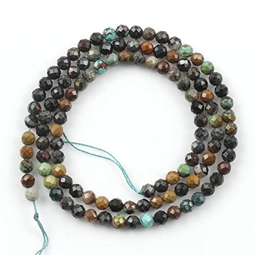 180pcs 2mm Natural African Turquoise Gemstone Beads Faceted Round Loose Stone Beads for Jewelry Making - color: African Turquoise, size: 1.9-2.4mm