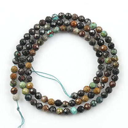 180pcs 2mm Natural African Turquoise Gemstone Beads Faceted Round Loose Stone Beads for Jewelry Making - color: African Turquoise, size: 1.9-2.4mm