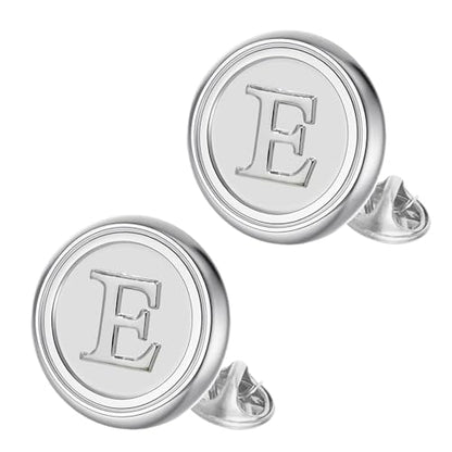 Initial Letter Pins A-Z Men Classic Brass 26 Alphabet Badge for Business & Wedding Shirt - color: Silver, style: Letter E
