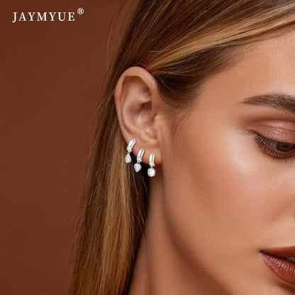 3Pcs Dangle Earrings for Women 14K Gold/Silver small Drop Earring Huggie Hoop Hypoallergenic Cubic Zirconia Cute Charm Non Tarnish Teardrop Trendy Jewelry Gifts for Women - color: Silver