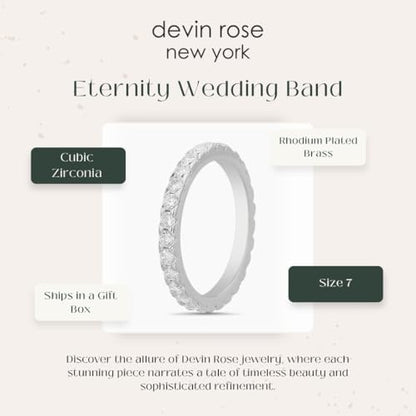 Devin Rose Cubic Zirconia Eternity Wedding Band for Women Stackable Ring - color: White, size: 7