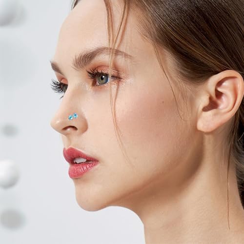 9PCS 20g Stainless Steel 316L Nose Studs Set | Hypoallergenic L-Shaped Screw & Bone Nose Rings, Round Heart Star Pink Cubic Zirconia Nose Piercing Jewelry for Women Men - style: studs004
