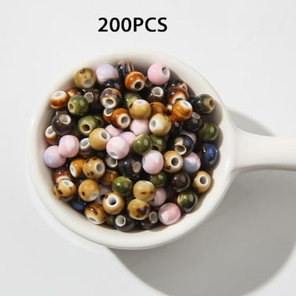CZZZY Ceramic Beads,200Pcs Mixed Color Speckled Beads, 6mm Round Reactive Glaze Loose Beads for DIY Jewelry Making Bracelet Necklace Earring Craft Supplies - color: round
